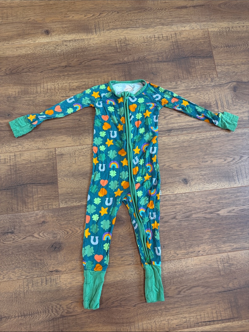 Little Sleepies Shamrock & Rainbow One-Piece Pajama Zippy